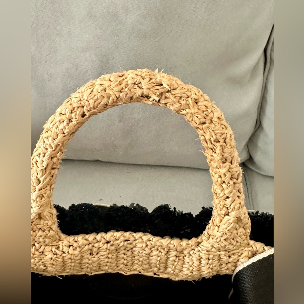 Prada raffia Pom Pom limited edition tote with unbranded canvas strap - Picture 9 of 16